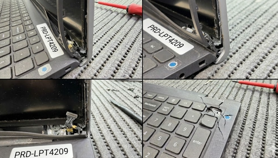 Reparo de carcaça de notebook Dell em Goiânia — dobradiça trincada, base danificada e trincos restaurados